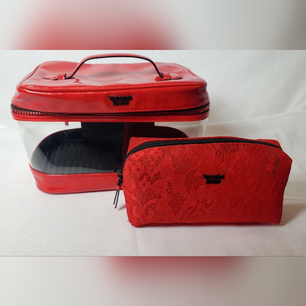 Victoria's Secret Train Case Makeup Bag With Lace Detailed Cosmetic Bag